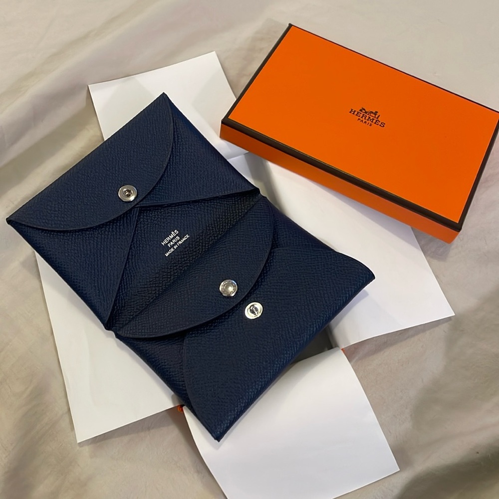 Authentic Hermes navy  Epsom leather wallet